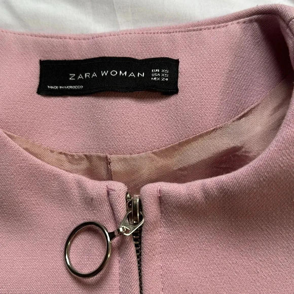 Zara powder pink zippered coat with bell sleeves size XS - Picture 2 of 7